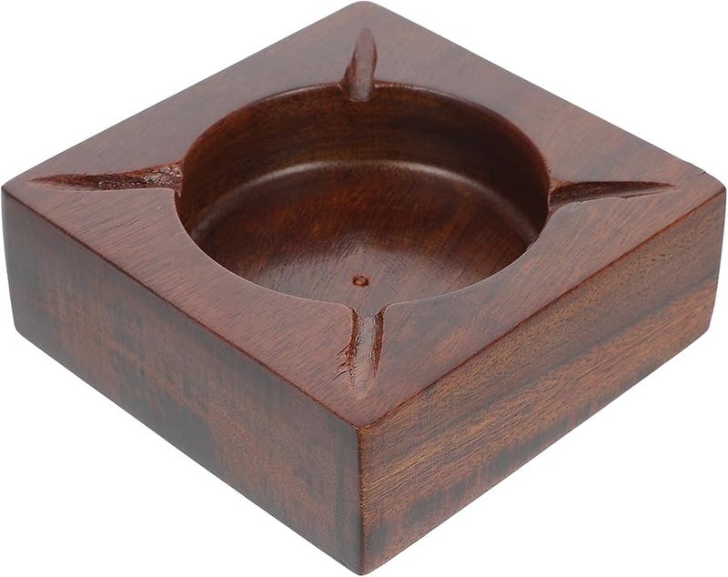 منفضة سجائر من خشب الجوز حامل رماد السجائر علبة مكتبية من الخشب الصلب للمنزل والمكتب - Image 1